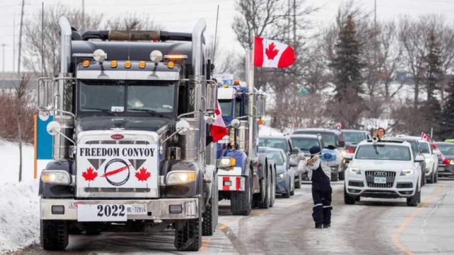  Kanadski KONVOJ SLOBODE blokirao granične prelaze sa SAD (VIDEO)