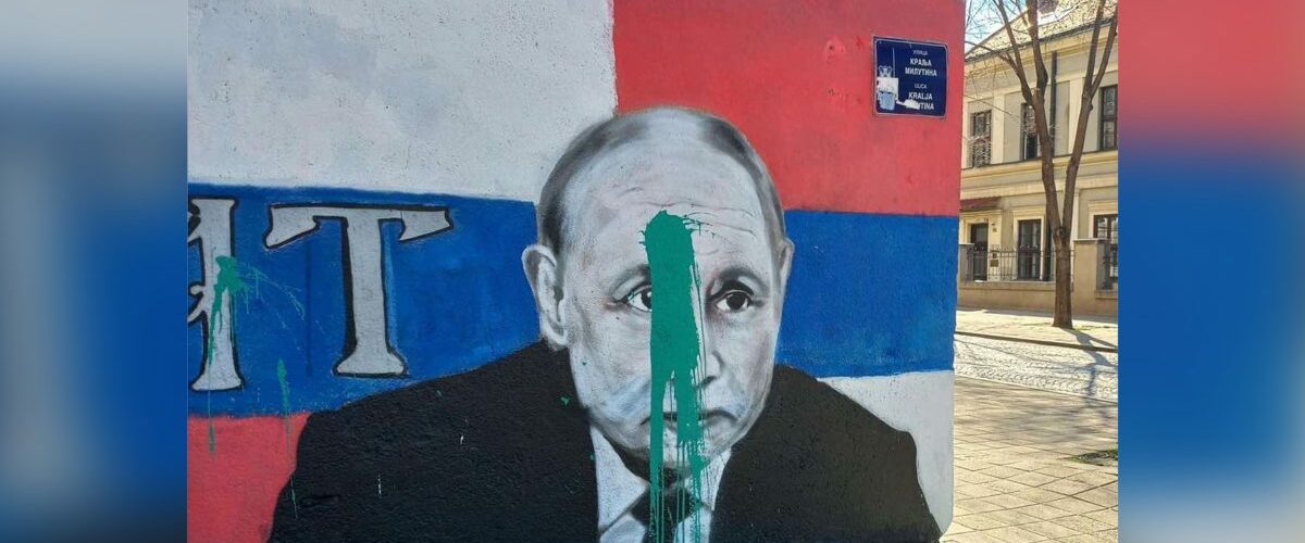 Soroševi levičari uništili mural Vladimira Putina u Beogradu.