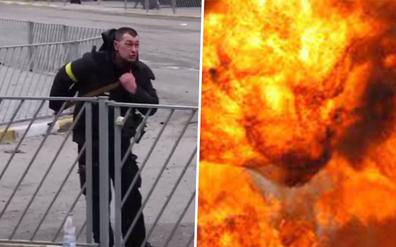  Uznemirujući video! Ukrajinskog militanta pogodila granata na sred ulice! Sve snimljeno!