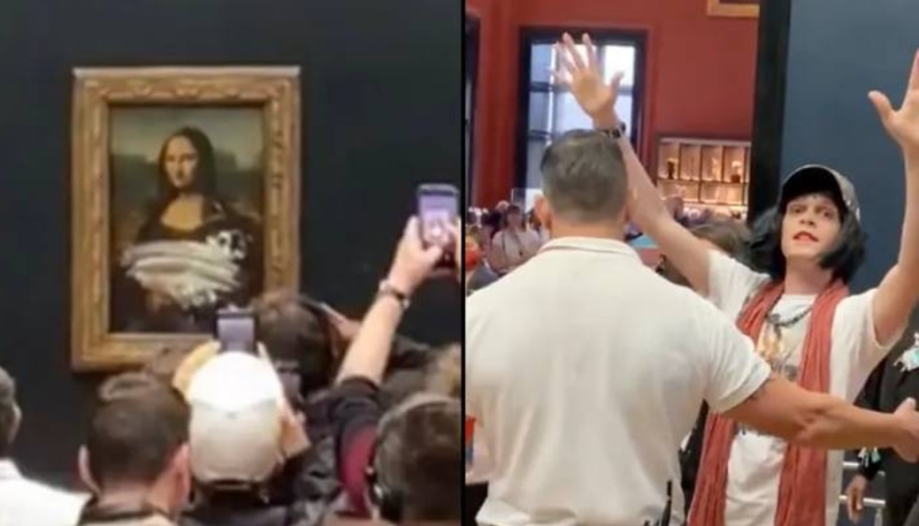  KLIMATSKI AKTIVISTA u sred Luvra pokušao šlagom da izmaže sliku Mona Lize- Mora da i ona zagađuje?! (VIDEO)