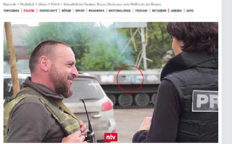  Ukrajinsko oklopno vozilo sa kukastim krstom prikazano na nemačkoj TV