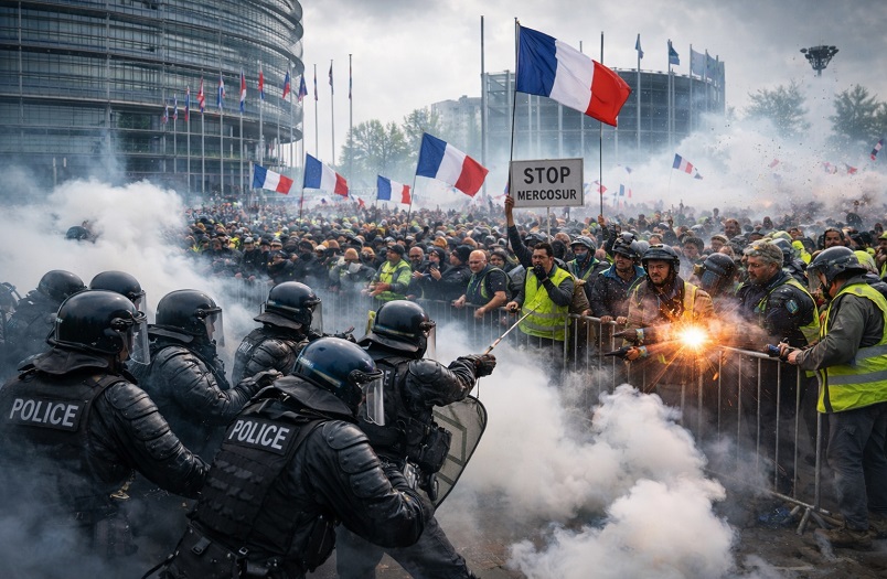 Demokratija po pravilima EU: Suzavac i šok-bombe na goloruke farmere u Strazburu